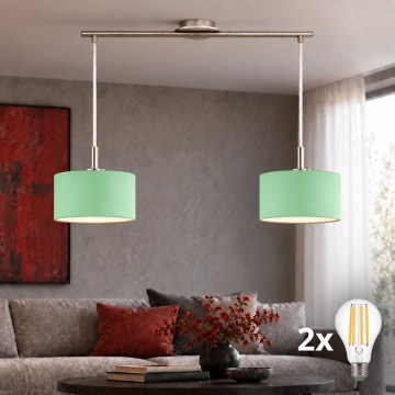 Eglo - LED pendel på kabel TUNJA 2xE27/60W/230V mat krom/grøn