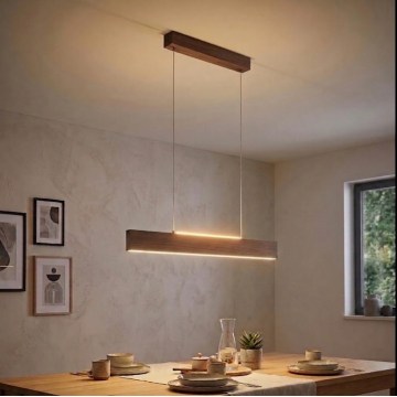 Eglo - LED-pendel på wire LED/17W/230V + LED/4,2W valnød