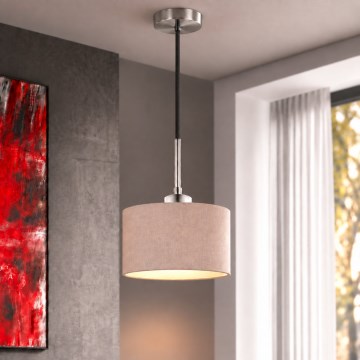 Eglo - LED-pendel på wire TUNJA 1xE27/60W/230V Ø 20 cm beige/sort