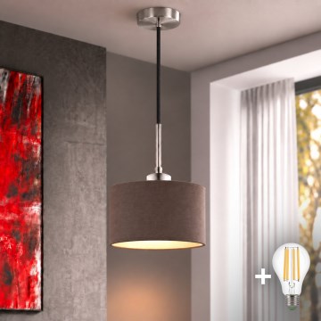 Eglo - LED pendel på wire TUNJA 1xE27/60W/230V Ø 20 cm brun/sort