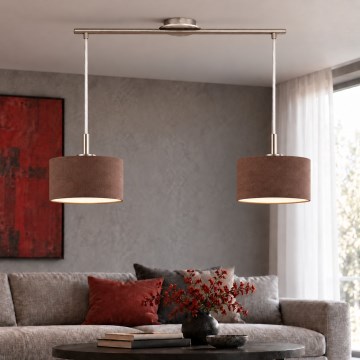 Eglo - LED-pendel på wire TUNJA 2xE27/60W/230V mat krom/brun
