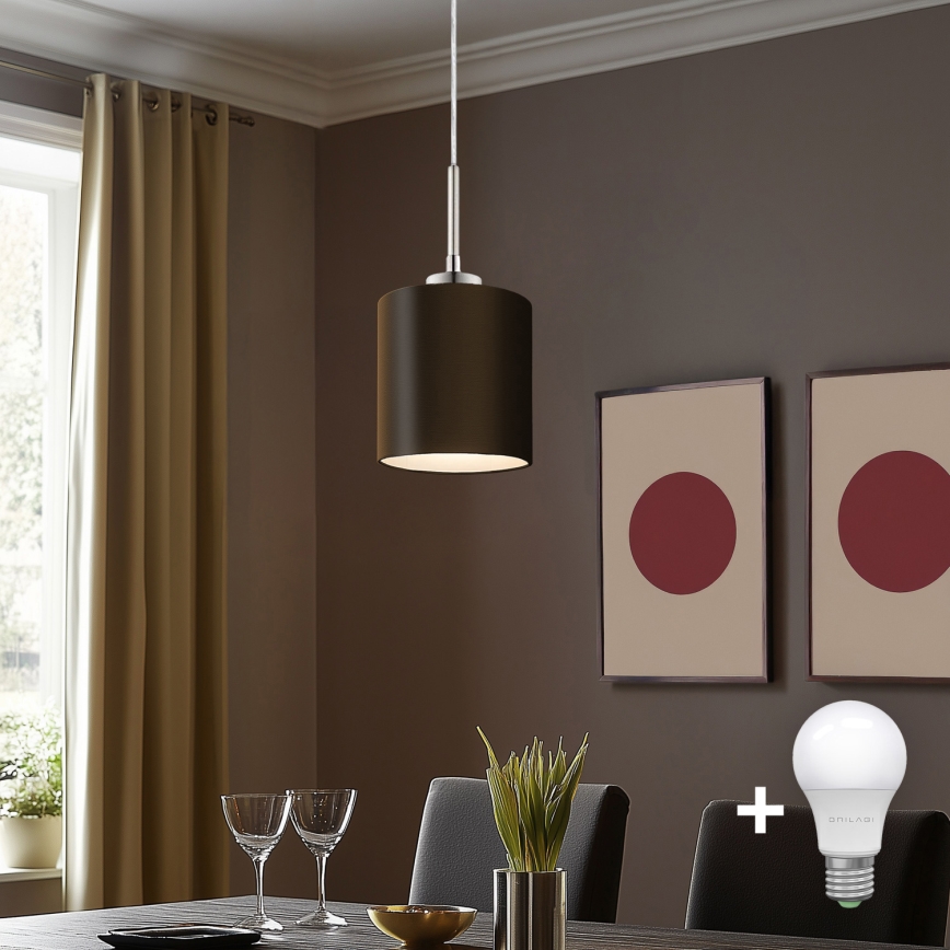Eglo - LED pendel TUNJA 1xE27/60W/230V brun