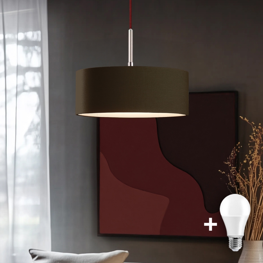 Eglo - LED pendel TUNJA 1xE27/60W/230V brun