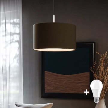 Eglo - LED pendel TUNJA 1xE27/60W/230V brun