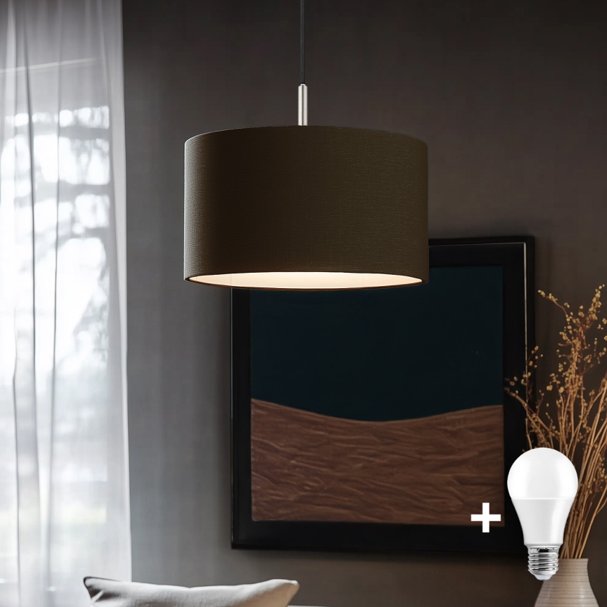 Eglo - LED pendel TUNJA 1xE27/60W/230V brun