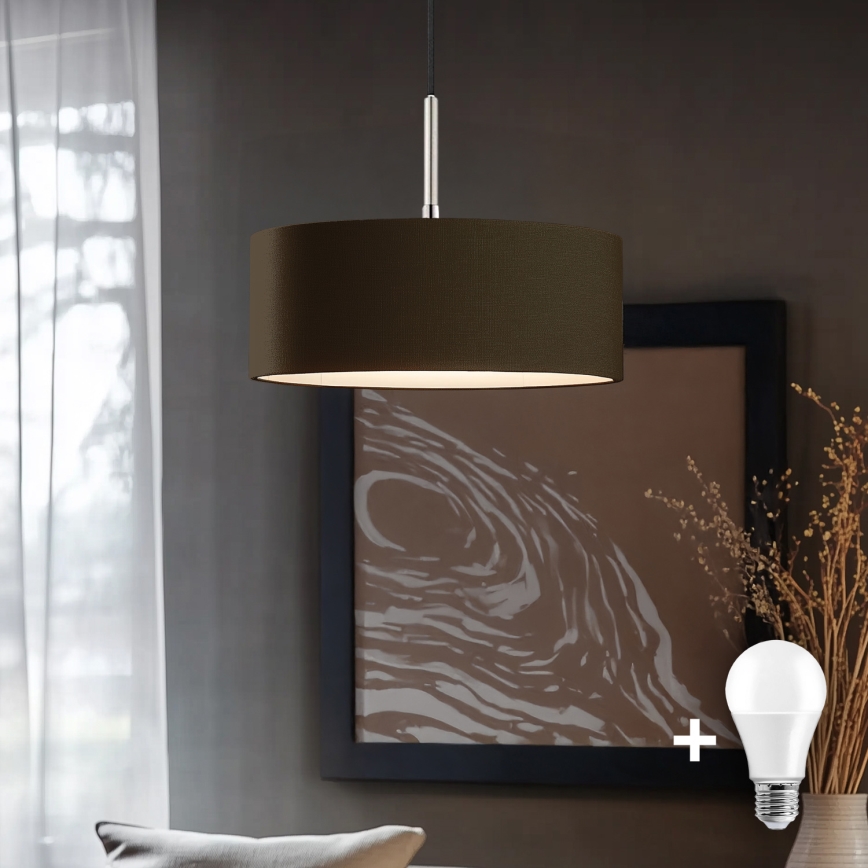 Eglo - LED pendel TUNJA 1xE27/60W/230V brun