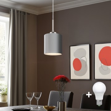 Eglo - LED pendel TUNJA 1xE27/60W/230V grå
