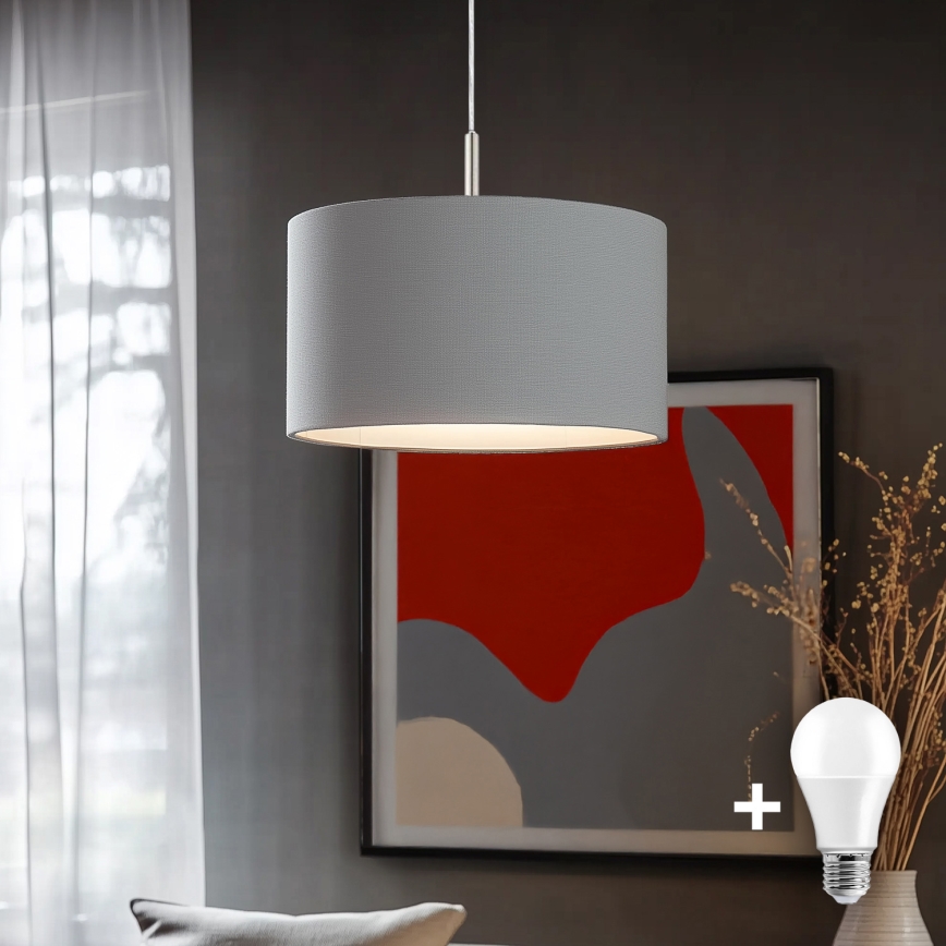 Eglo - LED pendel TUNJA 1xE27/60W/230V grå