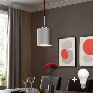 Eglo - LED pendel TUNJA 1xE27/60W/230V grå