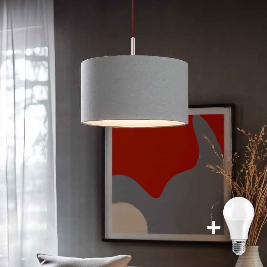 Eglo - LED pendel TUNJA 1xE27/60W/230V grå