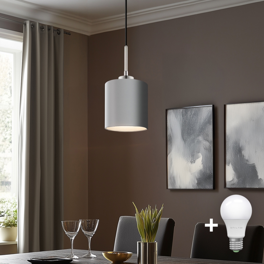 Eglo - LED pendel TUNJA 1xE27/60W/230V grå