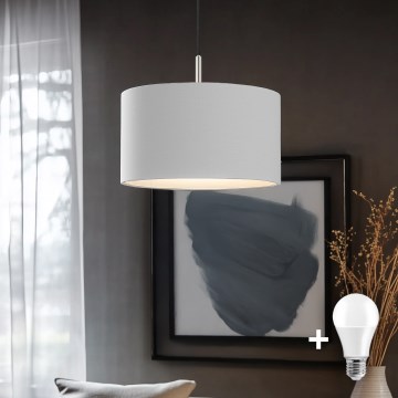 Eglo - LED pendel TUNJA 1xE27/60W/230V hvid