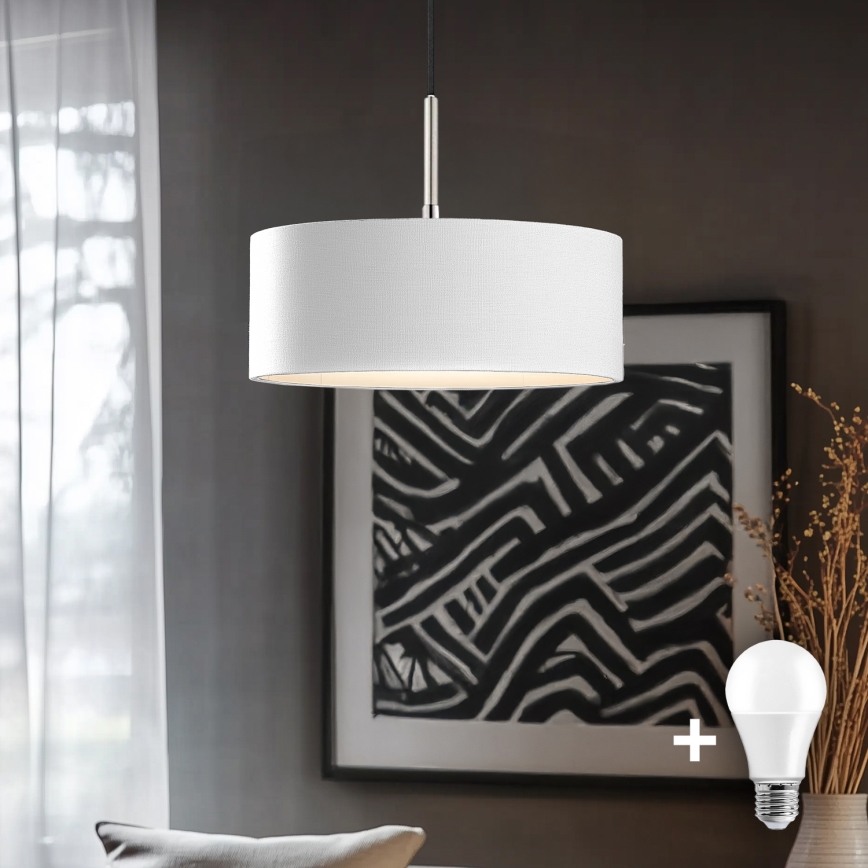 Eglo - LED pendel TUNJA 1xE27/60W/230V hvid