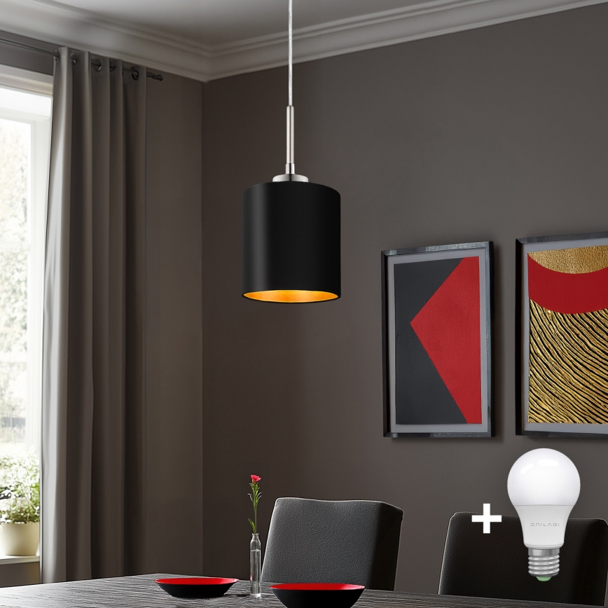 Eglo - LED pendel TUNJA 1xE27/60W/230V sort
