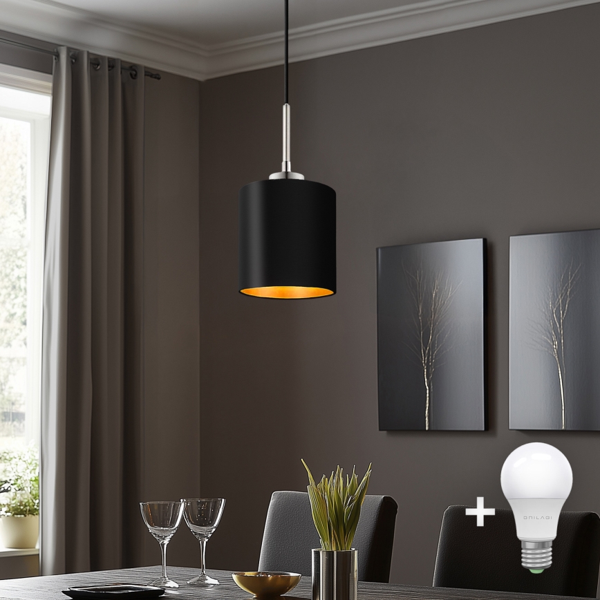 Eglo - LED pendel TUNJA 1xE27/60W/230V sort