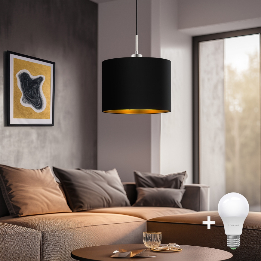 Eglo - LED pendel TUNJA 1xE27/60W/230V sort