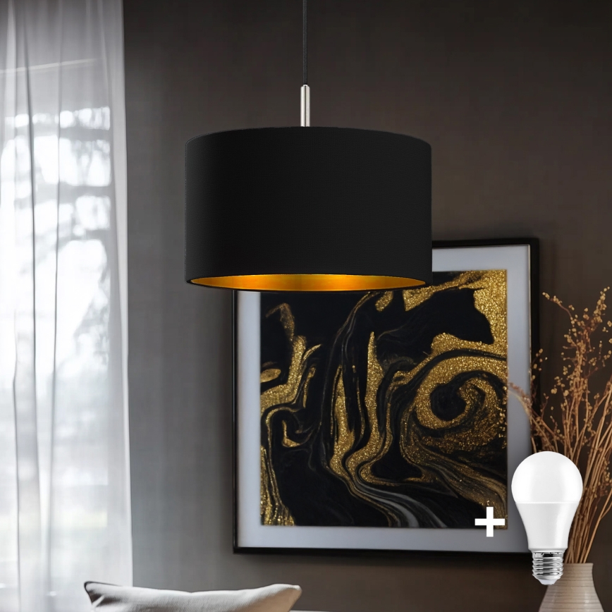 Eglo - LED pendel TUNJA 1xE27/60W/230V sort