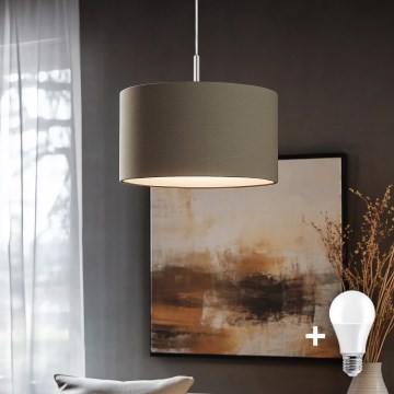 Eglo - LED pendel TUNJA 1xE27/60W/230V taupe
