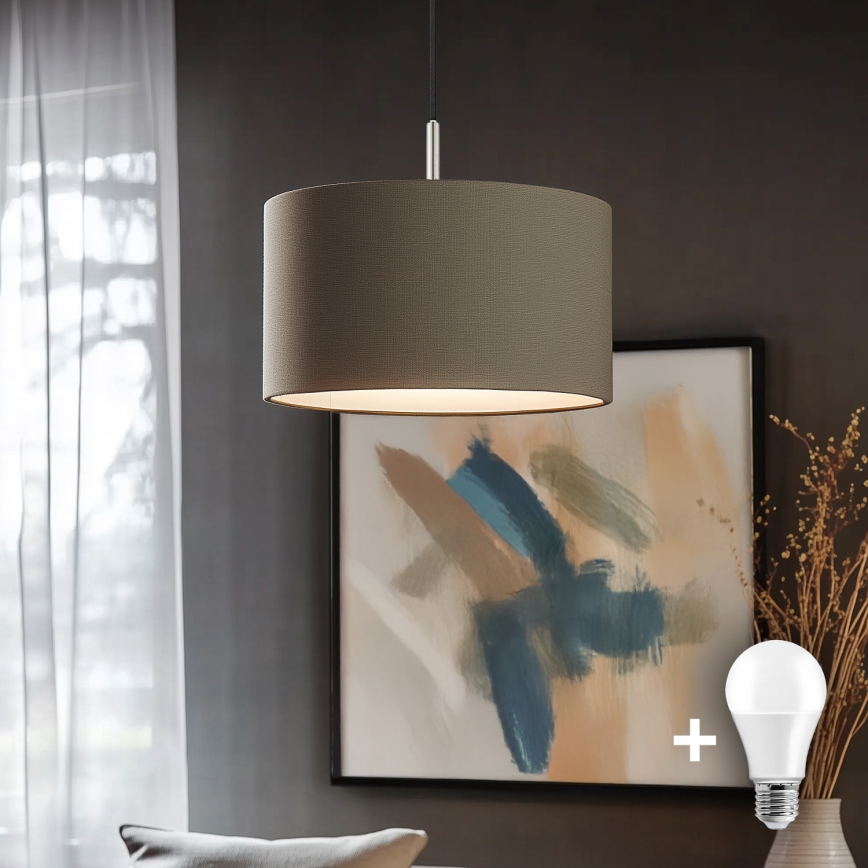 Eglo - LED pendel TUNJA 1xE27/60W/230V taupe