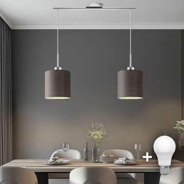 Eglo - LED pendel TUNJA 2xE27/60W/230V brun