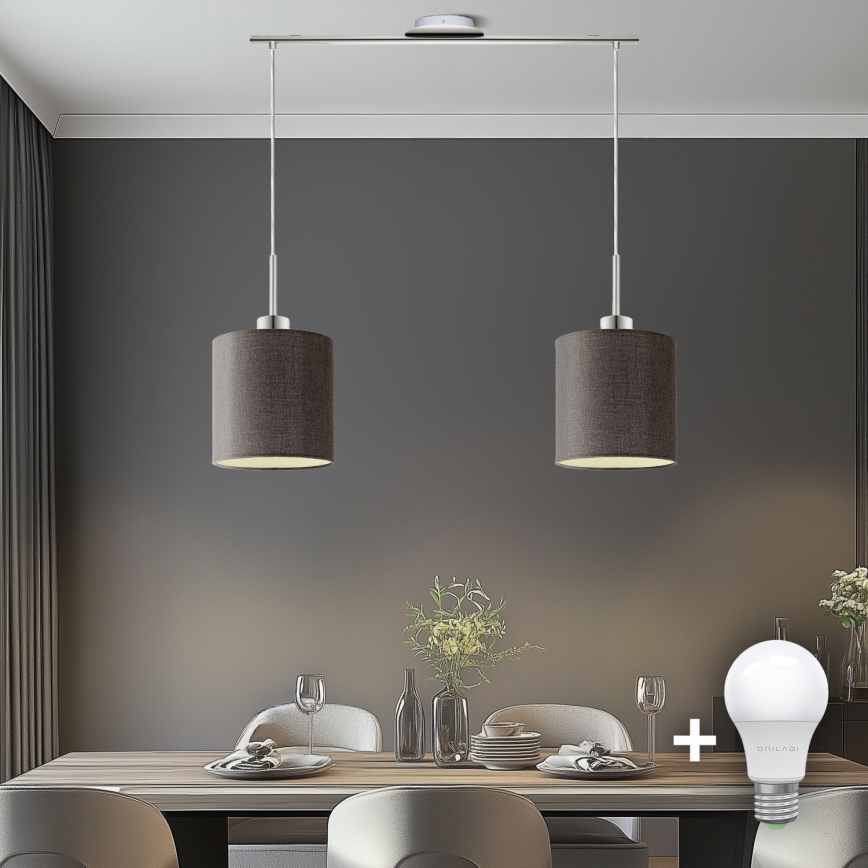 Eglo - LED pendel TUNJA 2xE27/60W/230V brun