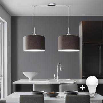 Eglo - LED pendel TUNJA 2xE27/60W/230V brun