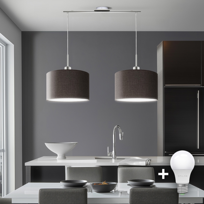 Eglo - LED pendel TUNJA 2xE27/60W/230V brun