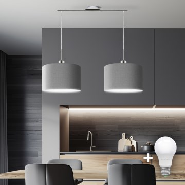 Eglo - LED pendel TUNJA 2xE27/60W/230V grå