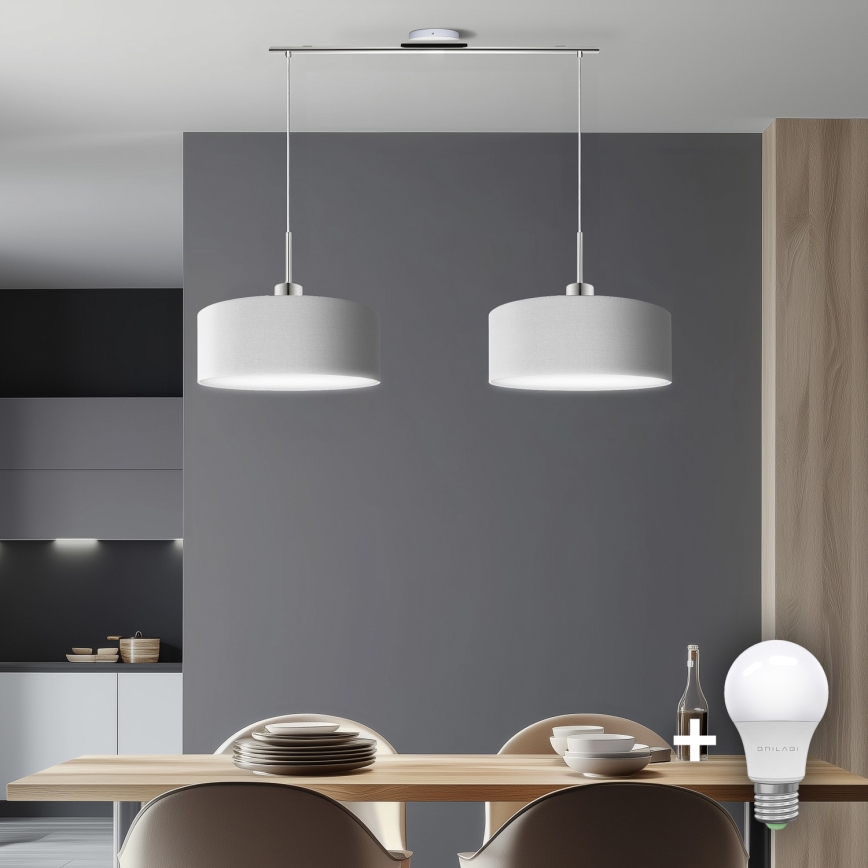 Eglo - LED pendel TUNJA 2xE27/60W/230V hvid