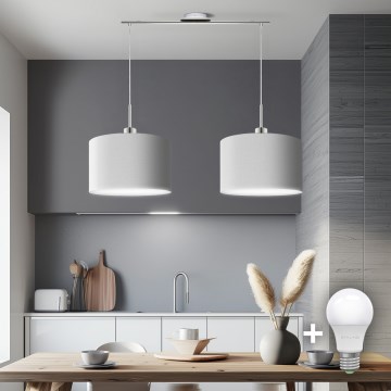 Eglo - LED pendel TUNJA 2xE27/60W/230V hvid
