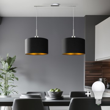 Eglo - LED pendel TUNJA 2xE27/60W/230V sort