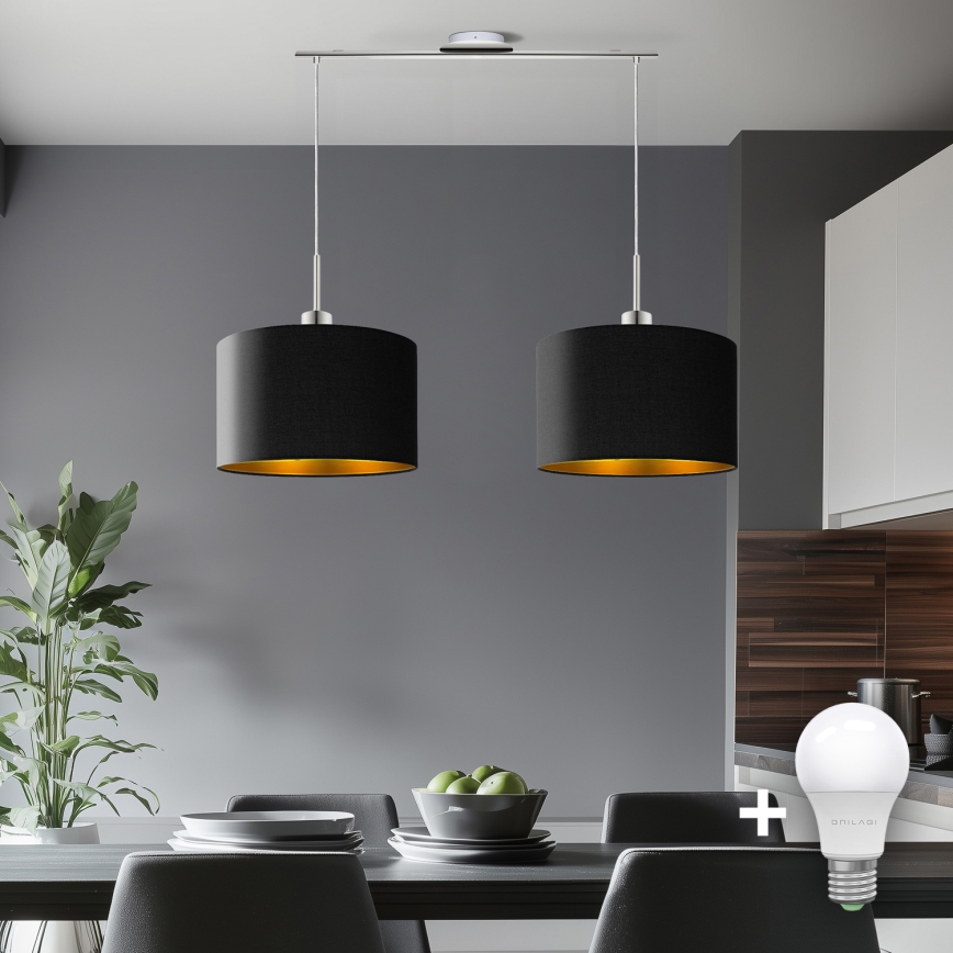 Eglo - LED pendel TUNJA 2xE27/60W/230V sort
