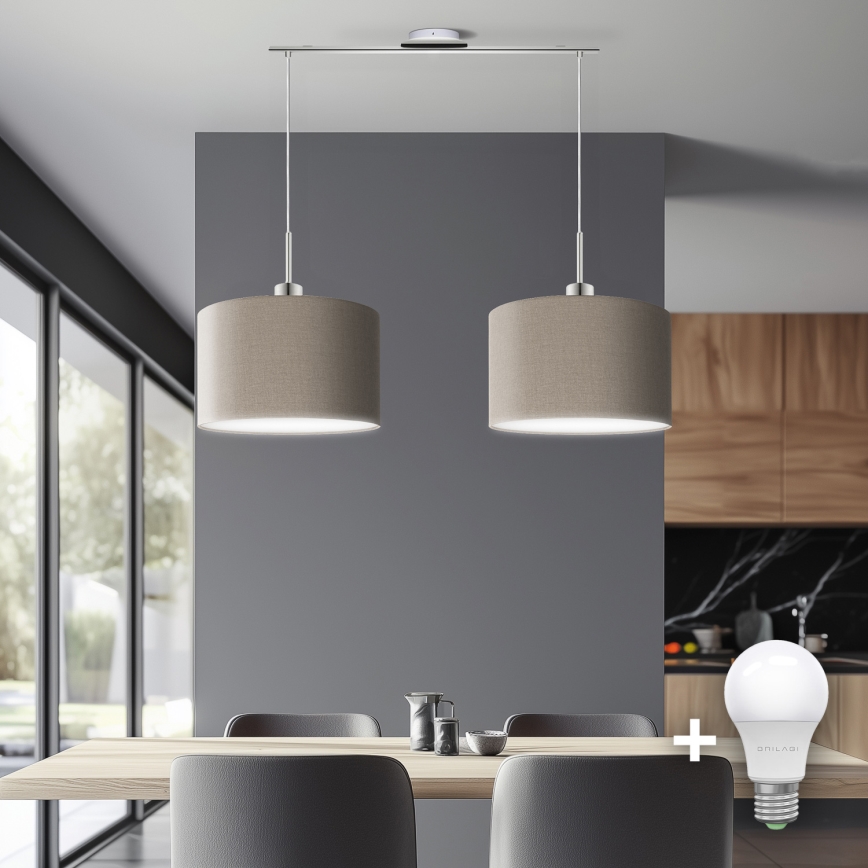 Eglo - LED pendel TUNJA 2xE27/60W/230V taupe