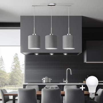 Eglo - LED pendel TUNJA 3xE27/60W/230V grå