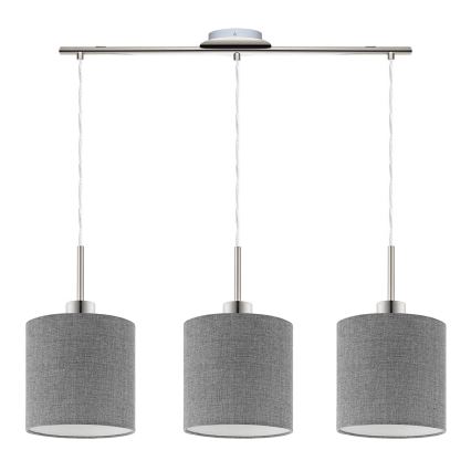 Eglo - LED pendel TUNJA 3xE27/60W/230V grå