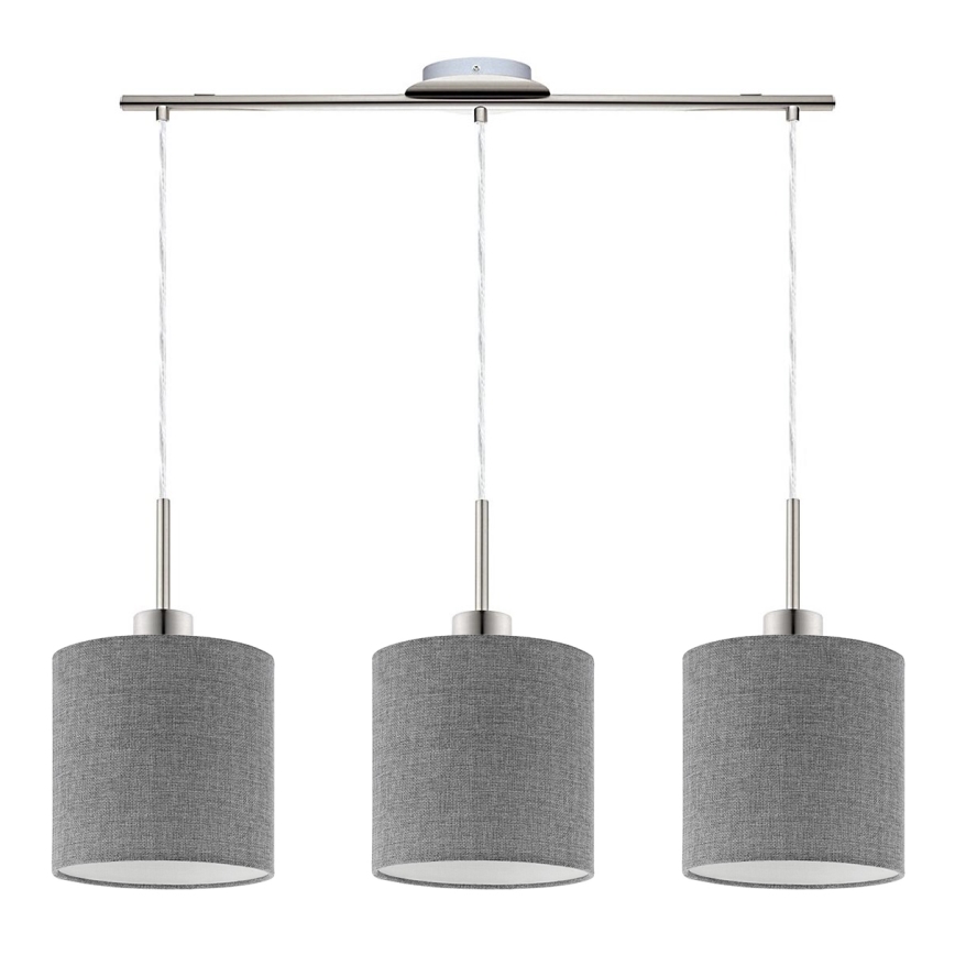 Eglo - LED pendel TUNJA 3xE27/60W/230V grå