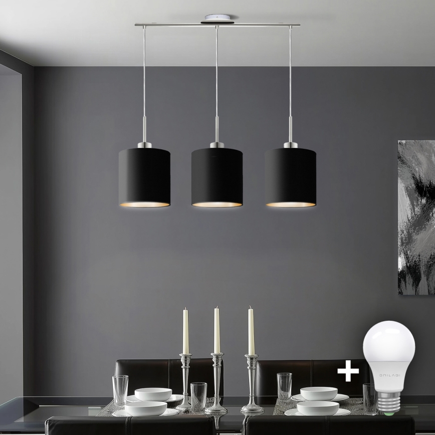 Eglo - LED  Pendel TUNJA 3xE27/60W/230V sort