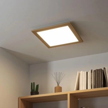 Eglo - LED RGB Dæmpbart overflademonteret panel SALOBRENA-C WOOD LED/24W/230V 2700-6500K 49,5x49,5 cm brun + fjernbetjening