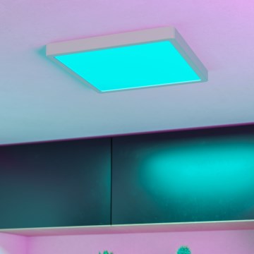 Eglo - LED RGBW Dæmpbar badeværelsesloftlampe LED/13,5W/230V 2700-6500K 29,5x29,5 cm IP44 hvid