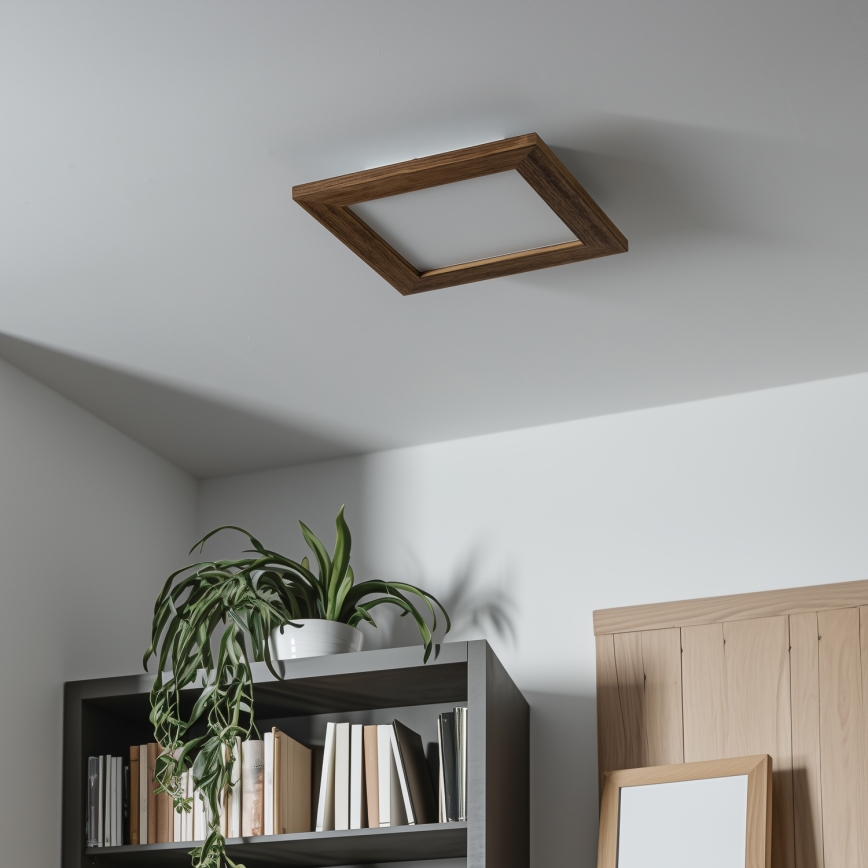 Eglo - LED RGBW dæmpbar påbygget panel SALOBRENA-C WOOD LED/16W/230V 2700-6500K 34x34 cm brun + fjernbetjening