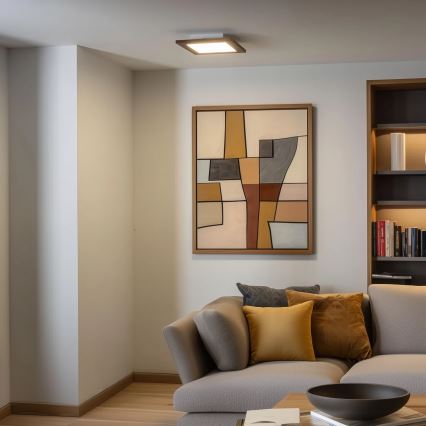 Eglo - LED RGBW dæmpbar påbygget panel SALOBRENA-C WOOD LED/16W/230V 2700-6500K 34x34 cm brun + fjernbetjening