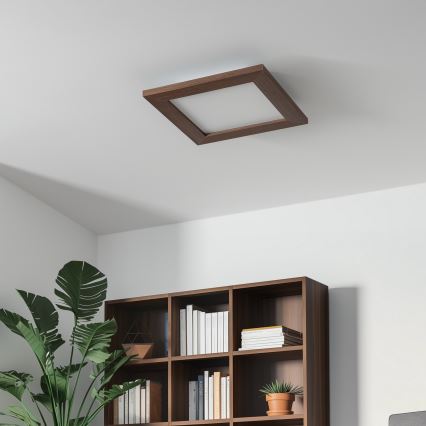 Eglo - LED RGBW dæmpbar overflademonteret panel SALOBRENA-C WOOD LED/16W/230V 2700-6500K 34x34 cm mørkebrun + fjernbetjening