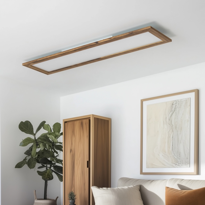 Eglo - LED RGBW dæmpbar overflademonteret panel SALOBRENA-C WOOD LED/34W/230V 2700-6500K 34x124 cm brun + med fjernbetjening