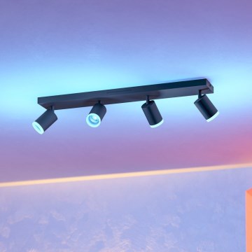 Eglo - LED RGBW Dæmpbar spotarmatur 4xLED/3,7W/230V 2700-6500K sort