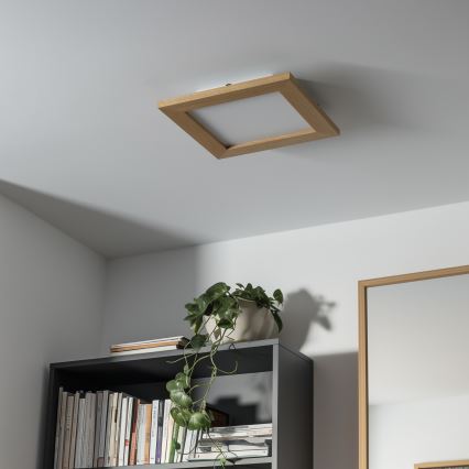 Eglo - LED RGBW dæmpbart overflademonteret panel SALOBRENA-C WOOD LED/16W/230V 2700-6500K 34x34 cm brun + fjernbetjening
