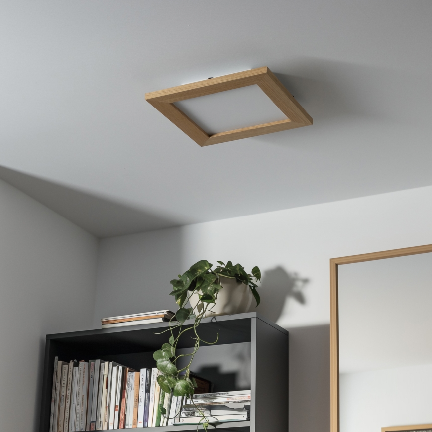 Eglo - LED RGBW dæmpbart overflademonteret panel SALOBRENA-C WOOD LED/16W/230V 2700-6500K 34x34 cm brun + fjernbetjening