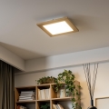 Eglo - LED RGBW dæmpbart overflademonteret panel SALOBRENA-C WOOD LED/16W/230V 2700-6500K 34x34 cm brun + fjernbetjening