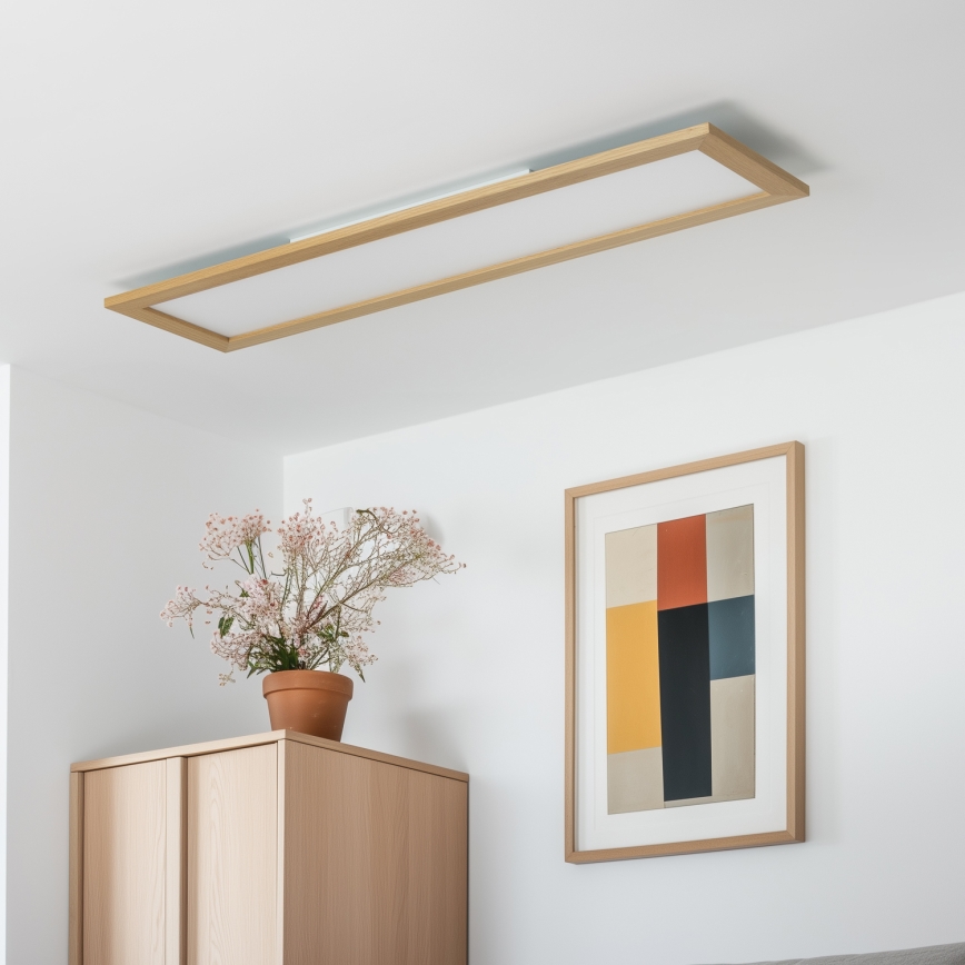 Eglo - LED RGBW dæmpbart overflademonteret panel SALOBRENA-C WOOD LED/34W/230V 2700-6500K 34x124 cm brun + fjernbetjening