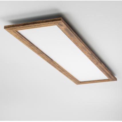Eglo - LED RGBW dæmpbar overflademonteret panel SALOBRENA-C WOOD LED/34W/230V 2700-6500K 34x124 cm brun + med fjernbetjening
