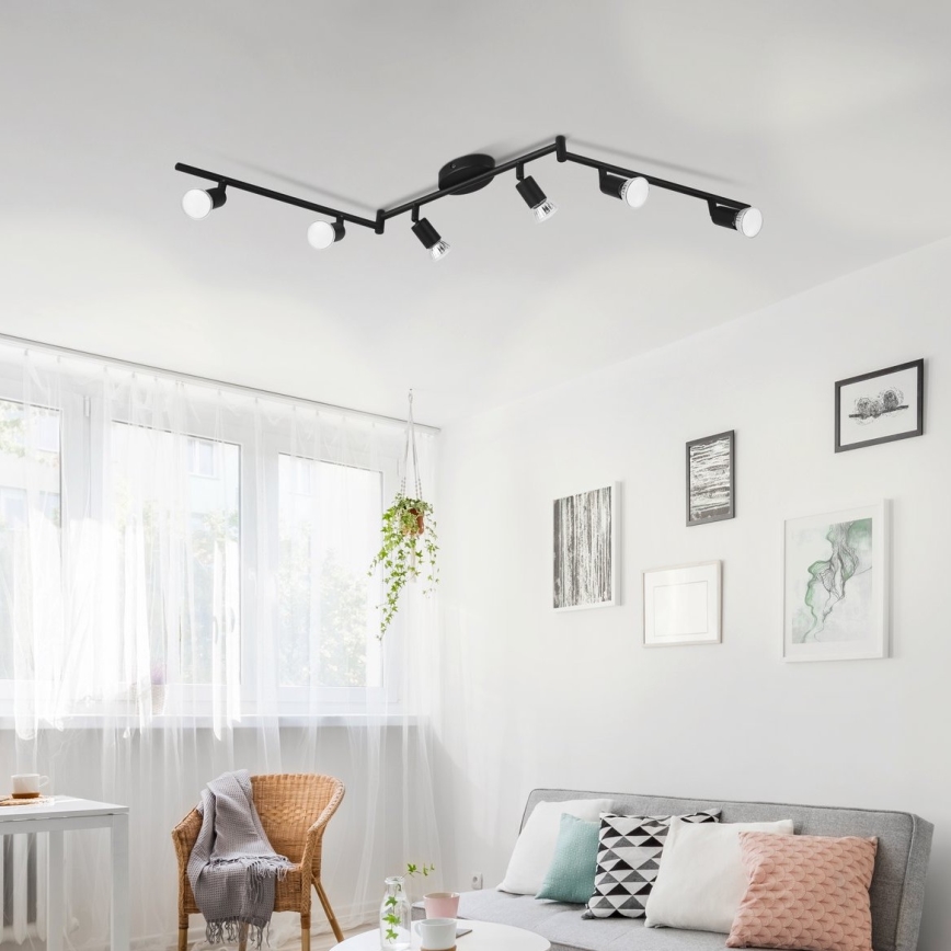 Eglo - LED spotlampe 6xGU10/2,8W/230V 3000K sort